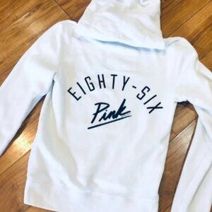 Victoria Secret PInk hoodie pullover jacket white black script logo small cozy